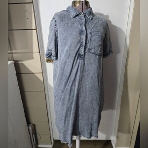 BiBi Womens Denim Mini Dress Shirt Dress ½ Button Up Size Medium
